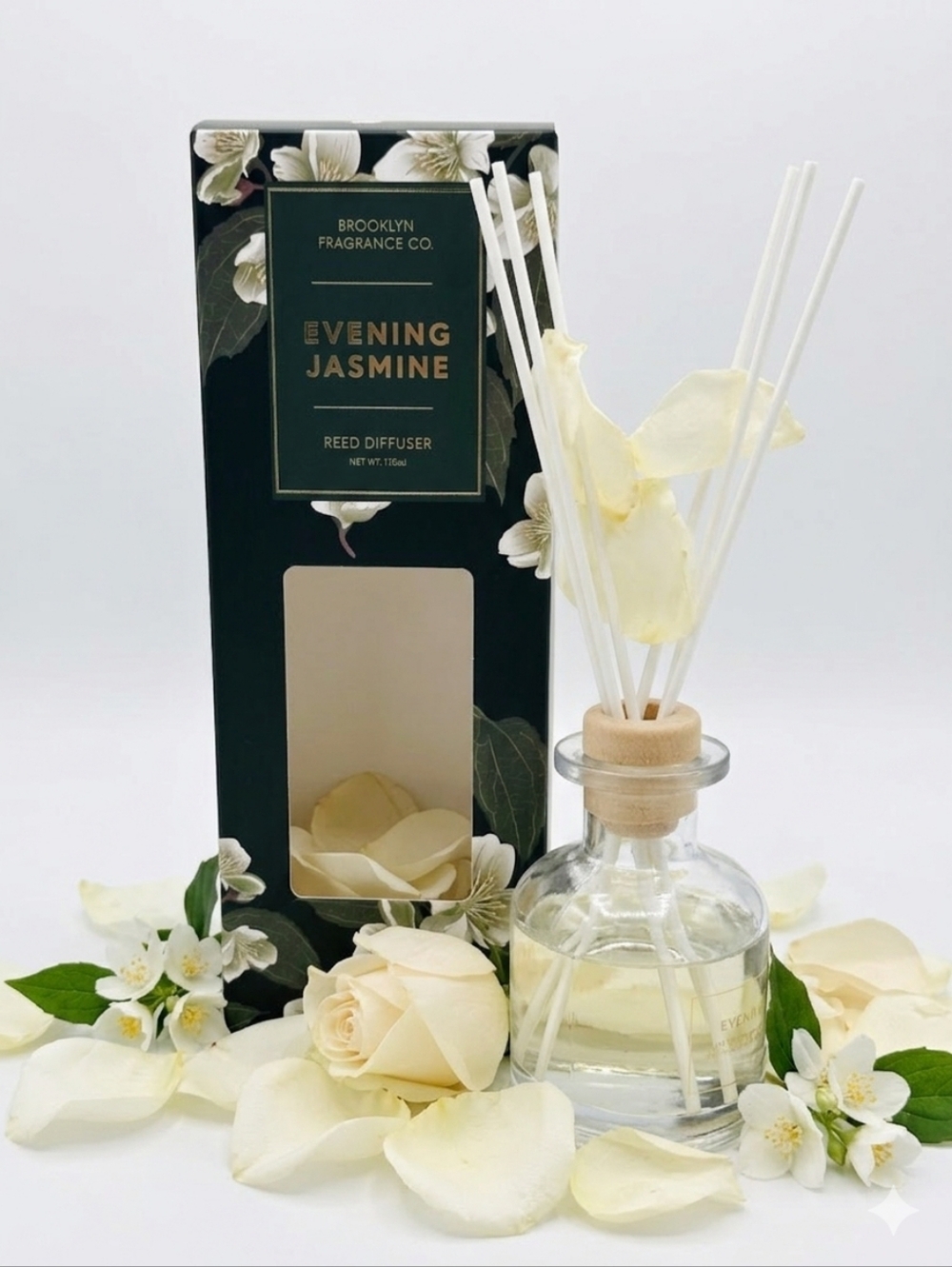 Brooklyn Fragrance Co Evening Jasmine Reed Diffuser - Green